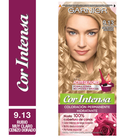 Cor Intensa Coloración 9.13 Rubio Muy Claro Ceniza Dorado Garnier x 151 g, , large image number 0