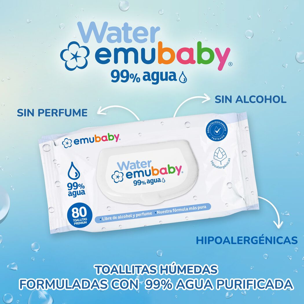 Toallas Húmedas Emubaby Water 80 un, , large image number 2