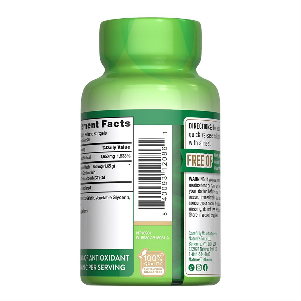 Nature&rsquo;s Truth Liposomal Vitamina C 1650 mg 60 Un, , large image number 4