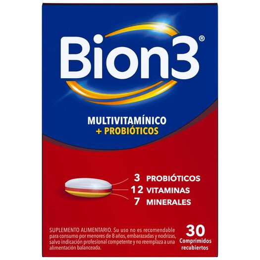 Multivitamínico con Minerales y Probióticos Bion3 30 Comprimidos Recubiertos, , large image number 0