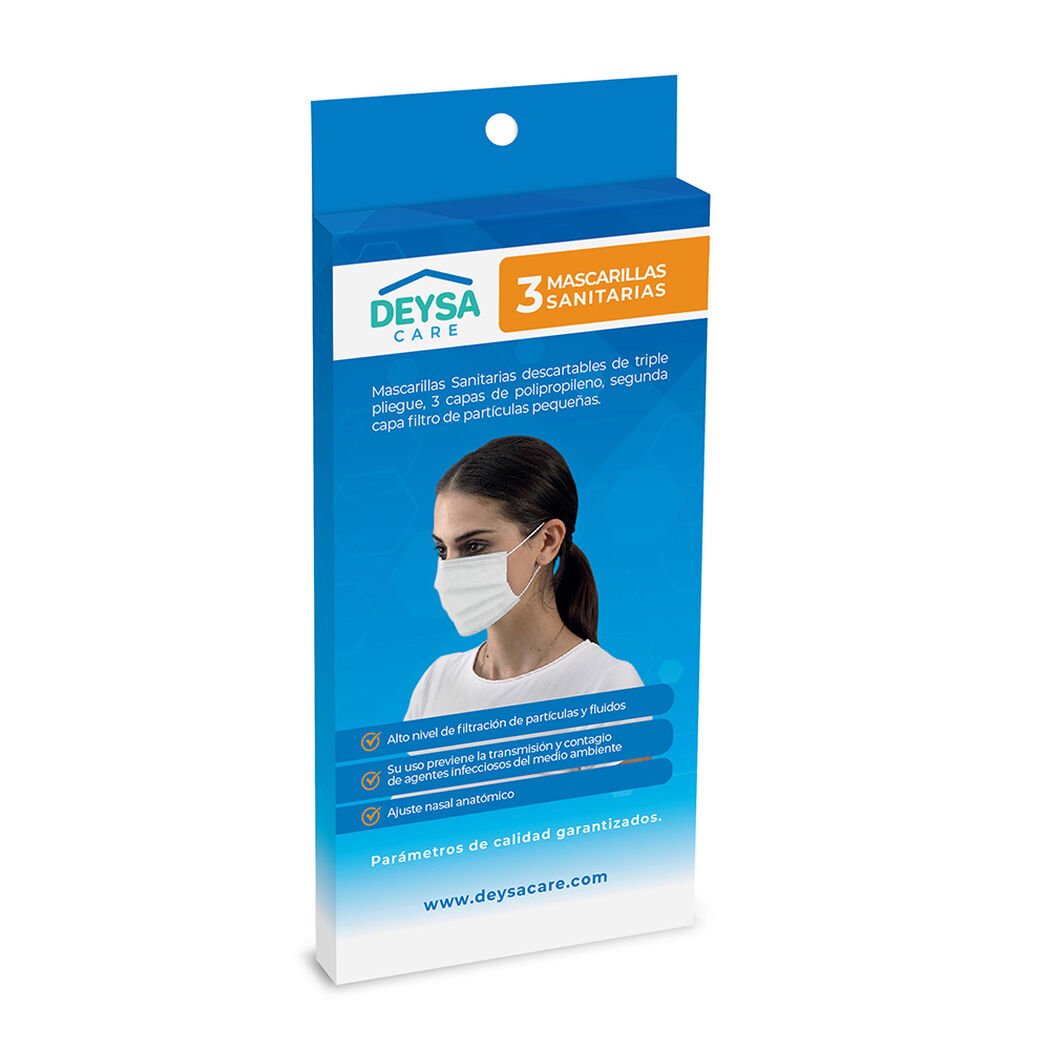 Deysa Mascarilla 3 Capas Desechable x 3 Unidades, , large image number 0