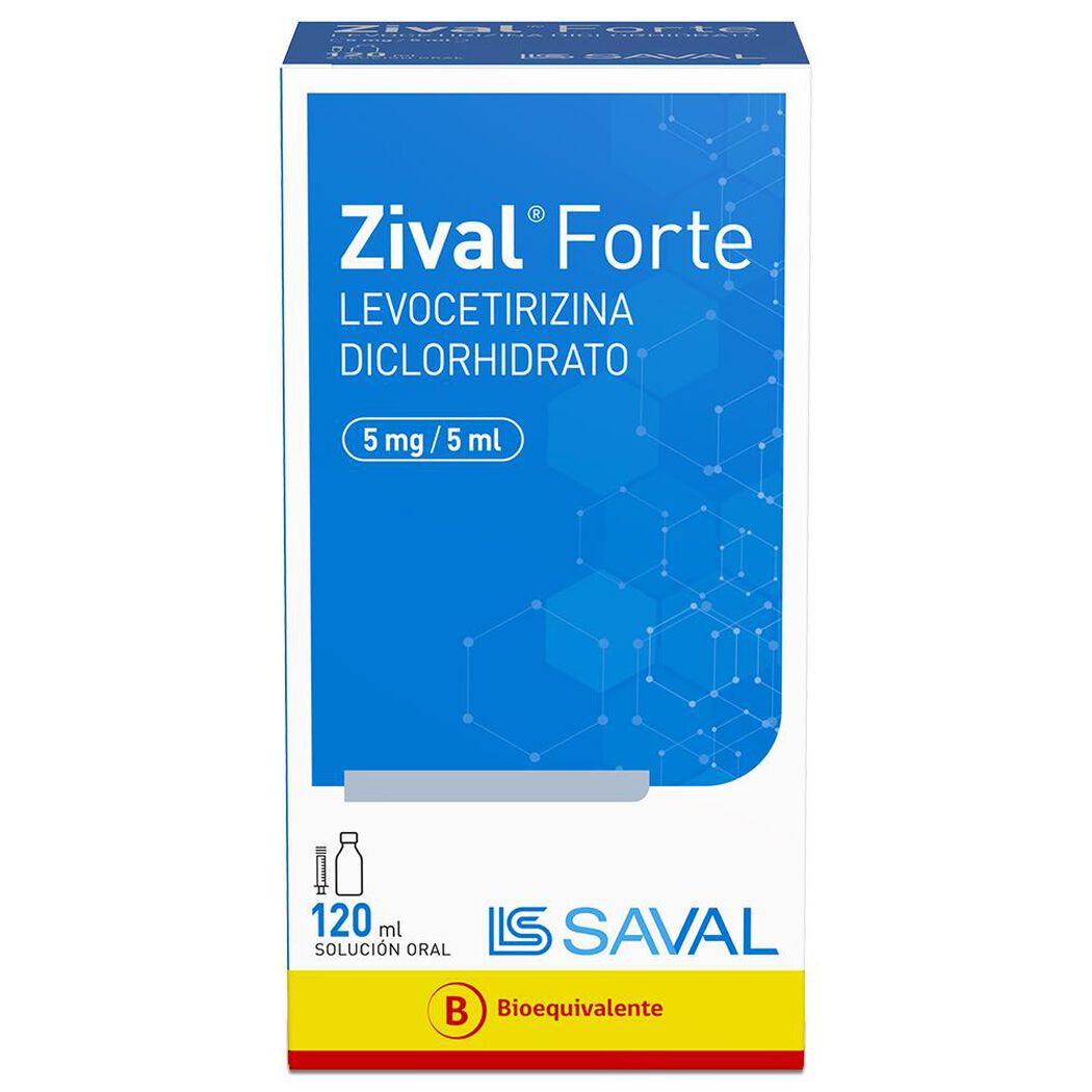ZIVAL FORTE JARABE Levocetirizina Diclorhidrato 5 mg 120 ml, , large image number 1