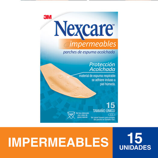 Parche Impermeable Acolchado y Flexible, 15 un. Tamaño único. Nexcare, , large image number 0