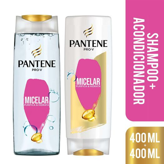 Pantene Pack Micelar Purifica & Hidrata Shampoo 400 mL+ Acondicionador 400 mL x 1 Pack, , large image number 0