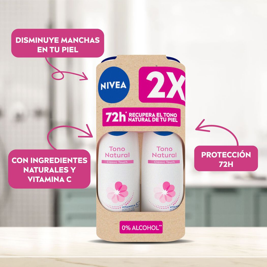 Pack Desodorante en Spray Aclarado Natural Classic Touch Nivea 150 ml, , large image number 1