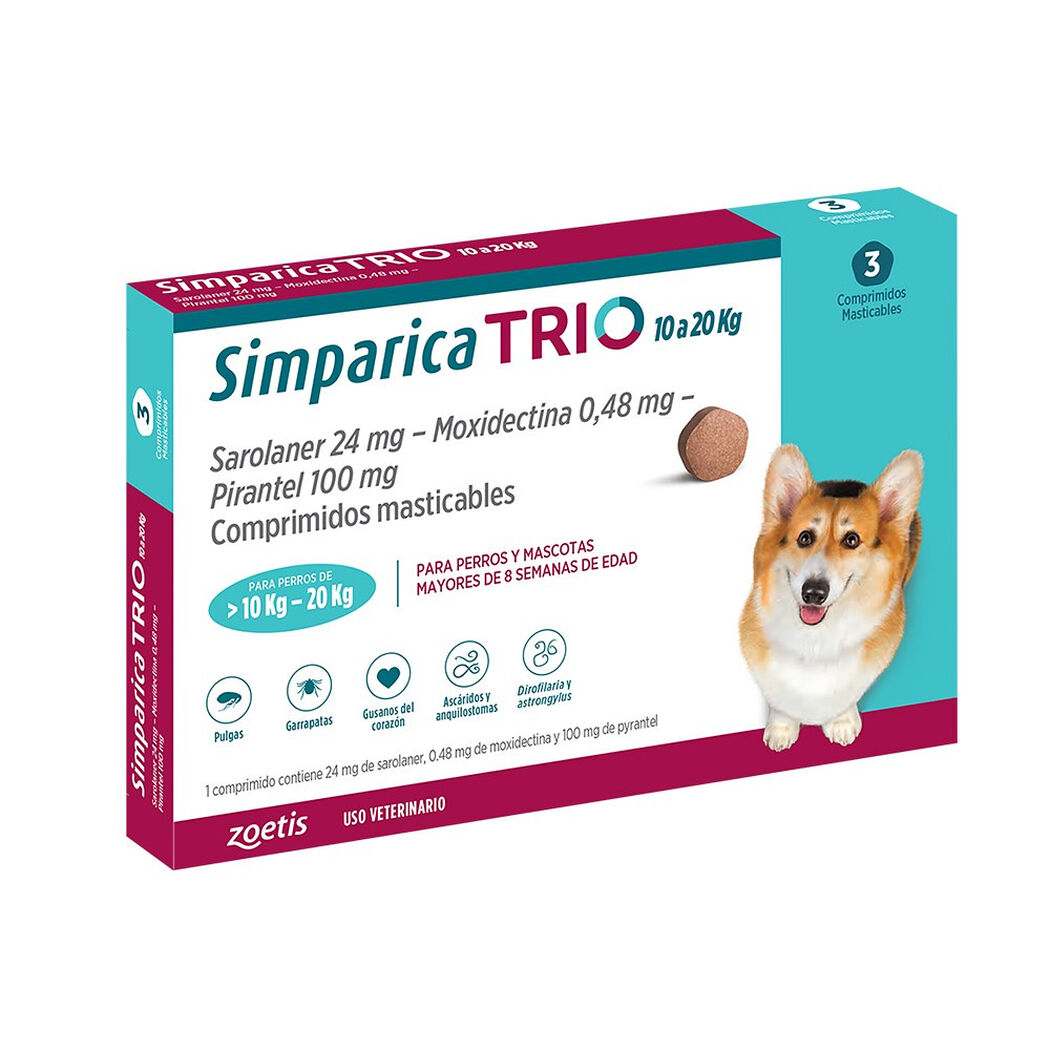 Vet Simparica Trio 10-20Kg 3Comp Mast, , large image number 0