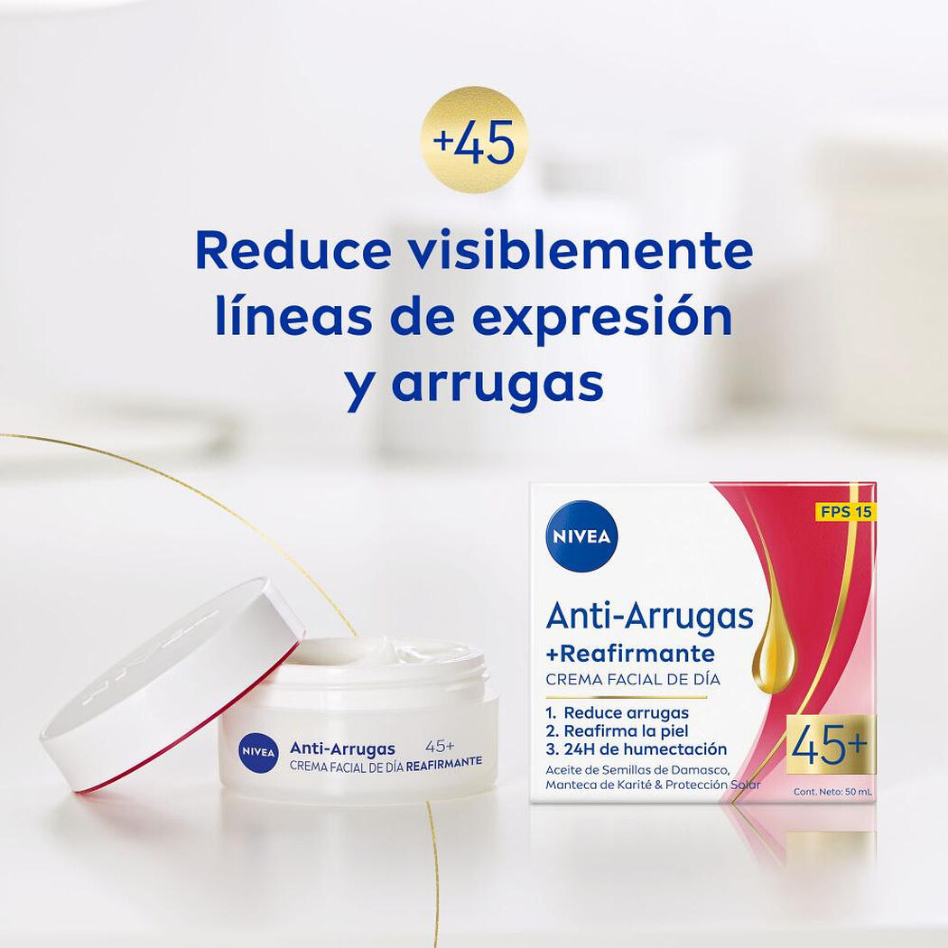 Crema Facial Nivea Antiarrugas +45 D&iacute;a 50 ml, , large image number 4