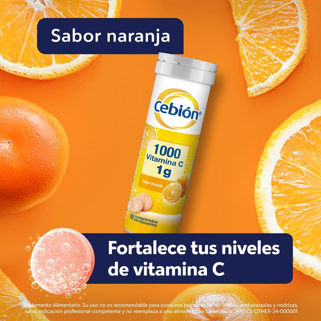 Cebión Vitamina C sabor Naranja x10 Comprimidos Efervescentes, , large image number 2