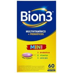 Multivitamínico para niños Bion3 Mini con Minerales y Probióticos sabor Frambuesa 60 Comp