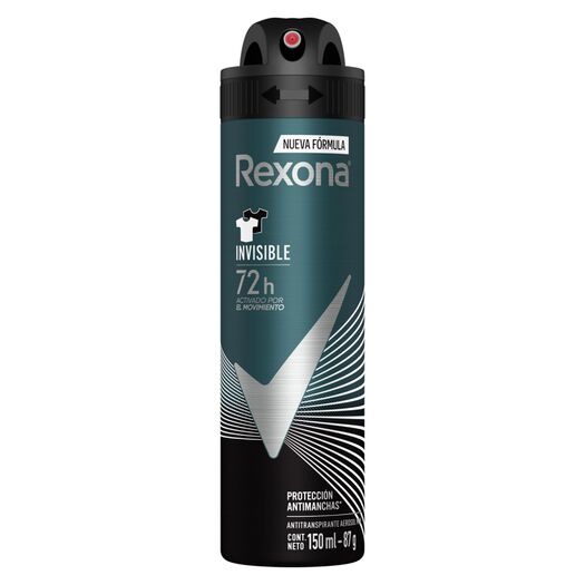 Desodorante Aerosol Rexona Men Invisible 150 Ml, , large image number 0