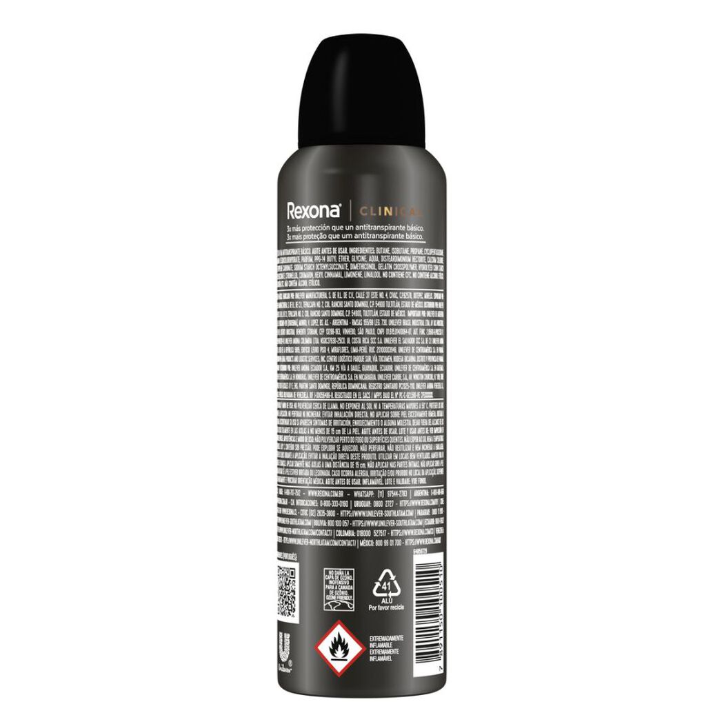Rexona Clinical Desodorante en aerosol Men Invisible 150 ml, , large image number 4