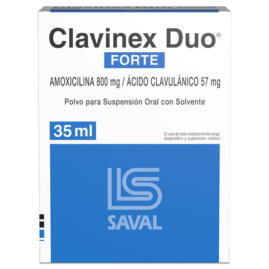 Clavinex Duo Forte 800 mg/57 mg/5 ml x 35 ml Polvo para Suspensión Oral con Solvente, , large image number 0