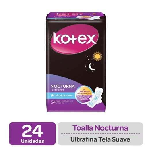 Toalla Kotex Nocturna Ultrafina Tela C/A 24Un, , large image number 0