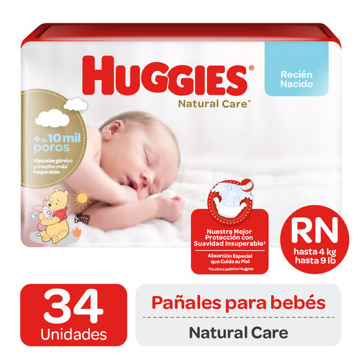 Pañales Huggies Natural Care RN 34 un, , large image number 0