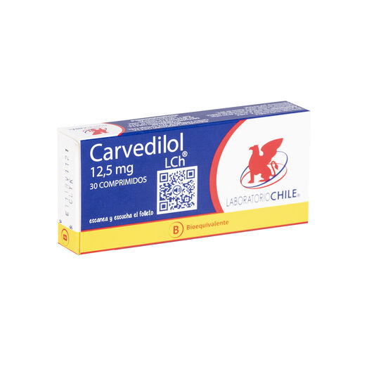 Carvedilol 12.5 mg x 30 Comprimidos CHILE, , large image number 0