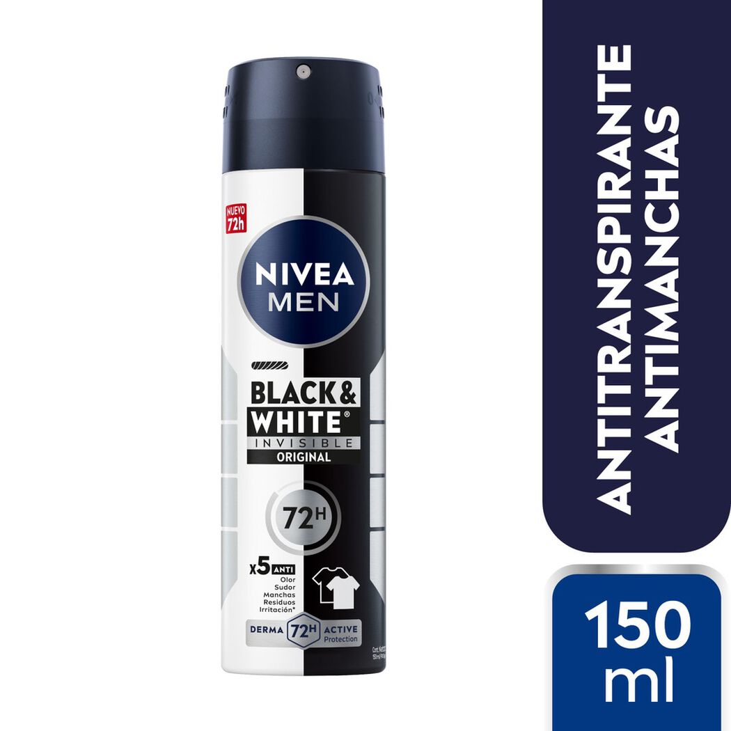 Desodorante Nivea Spray Men Invisible Black & White 150 mL, , large image number 0