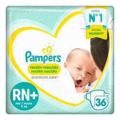Pañales Pampers Premium Care Recien Nacido 36 un