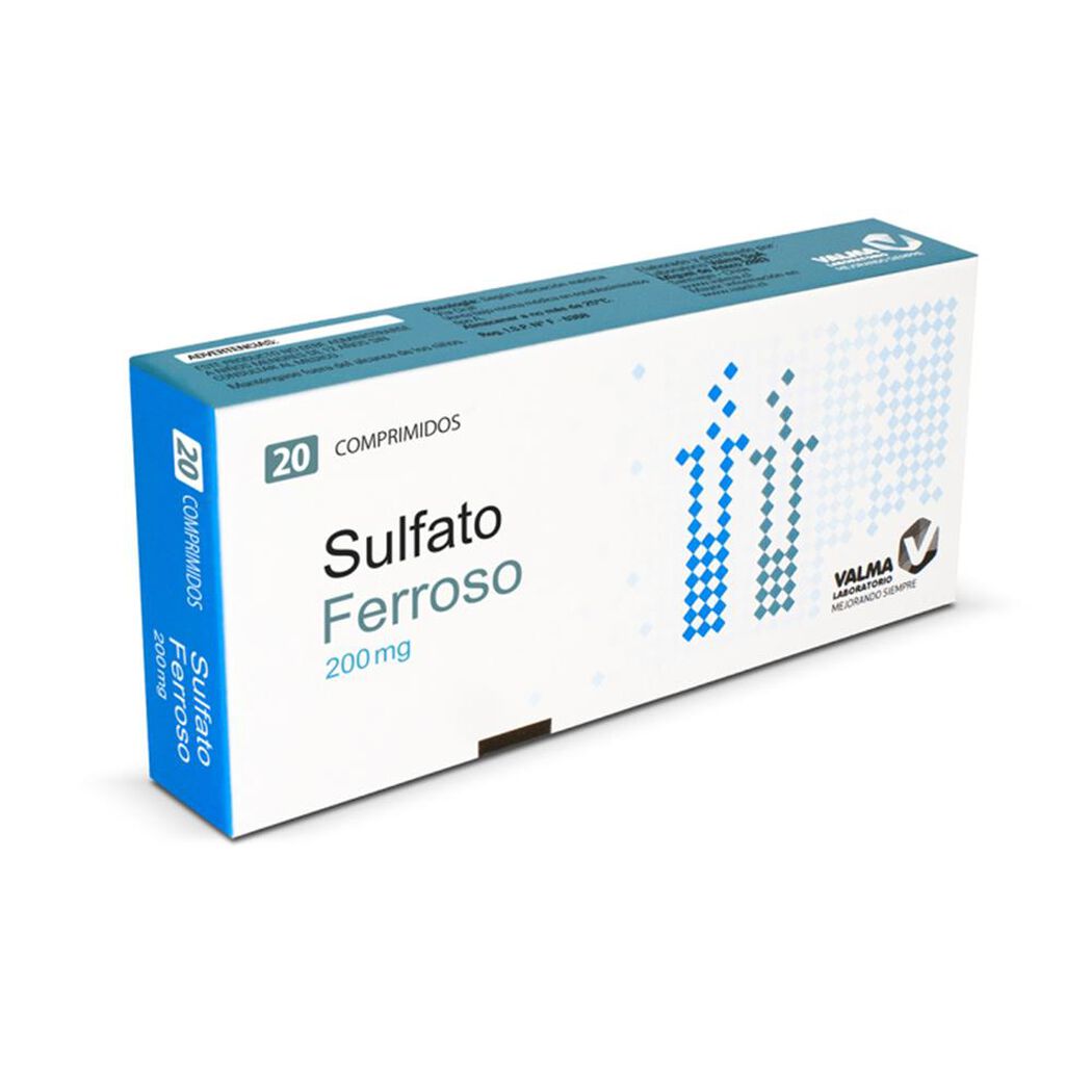 Sulfato Ferroso 200 mg x 20 Comprimidos LVALMA, , large image number 0