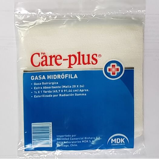 Care-Plus 1/2 x 1 Yarda (45,7 cm x 91,44 cm) x 1 Sobre Gasa Hidrófila, , large image number 0