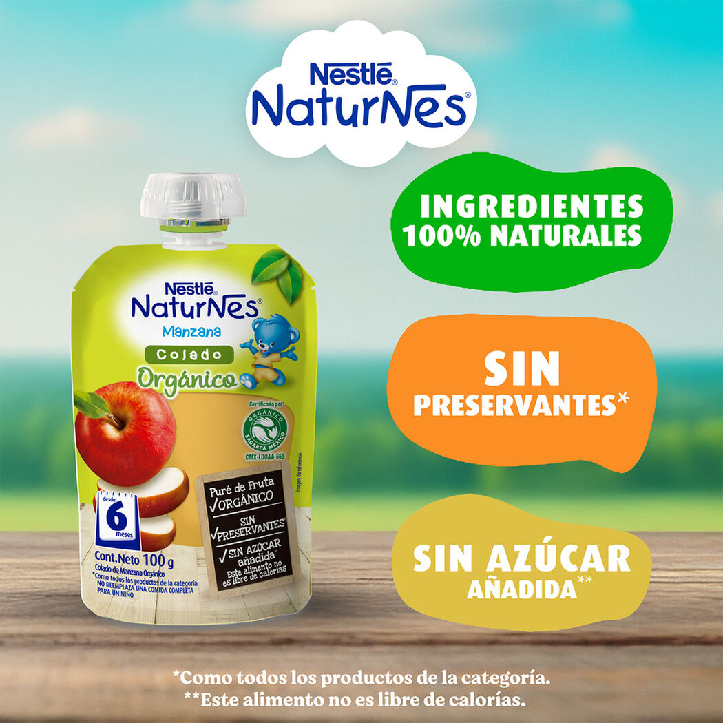 Compota Org&aacute;nica Pouch Naturnes Manzana 100 g, , large image number 2