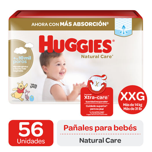 Pañales Huggies Natural Care XXG 56 un, , large image number 0