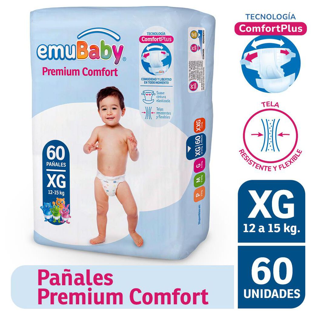 Pa&ntilde;ales Emubaby Premium Comfort XG 12-15 kg 60 un, , large image number 0