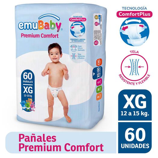 Pañales Emubaby Premium Comfort XG 12-15 kg 60 un, , large image number 0
