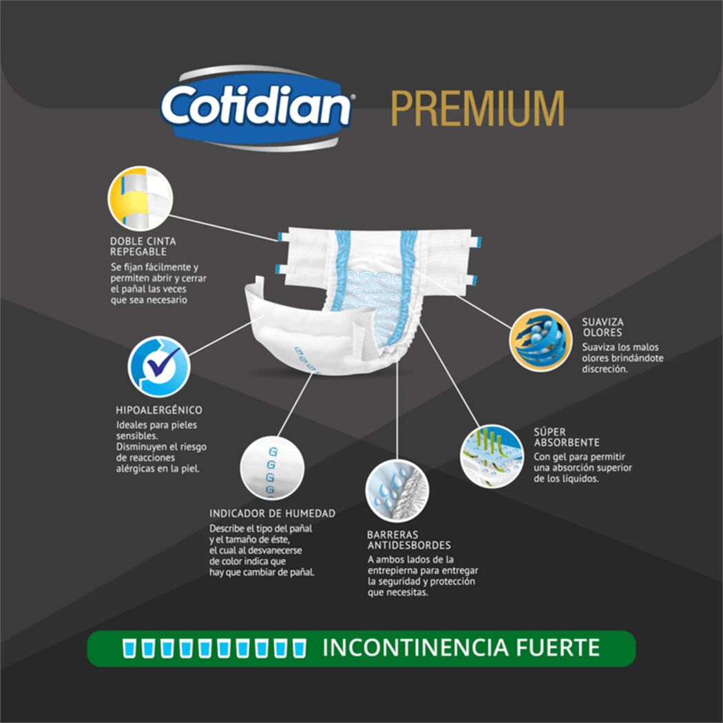Pa&ntilde;al Premium Cotidian Adulto G 20 Un, , large image number 2