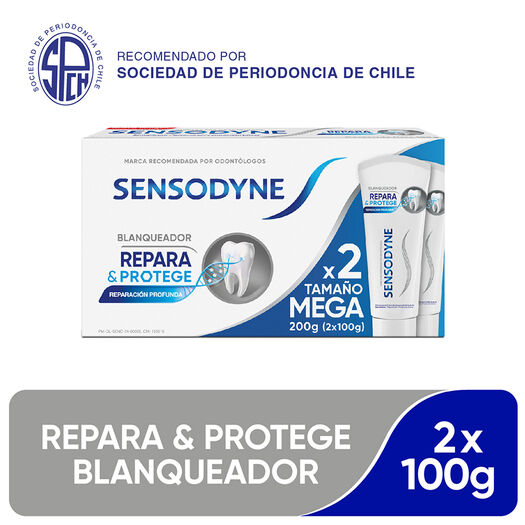 Sensodyne Repara & Protege Blanqueador Crema Dental para Dientes Sensibles, Tamaño Mega, 2x100g, , large image number 0