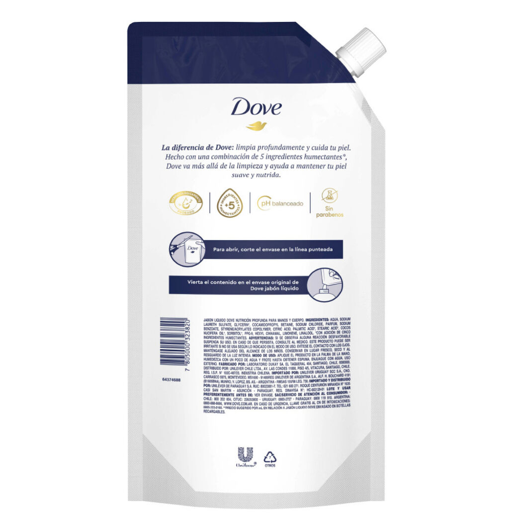Jabón Líquido Dove Dove Nutrición Profunda Doy Pack 450 mL, , large image number 2