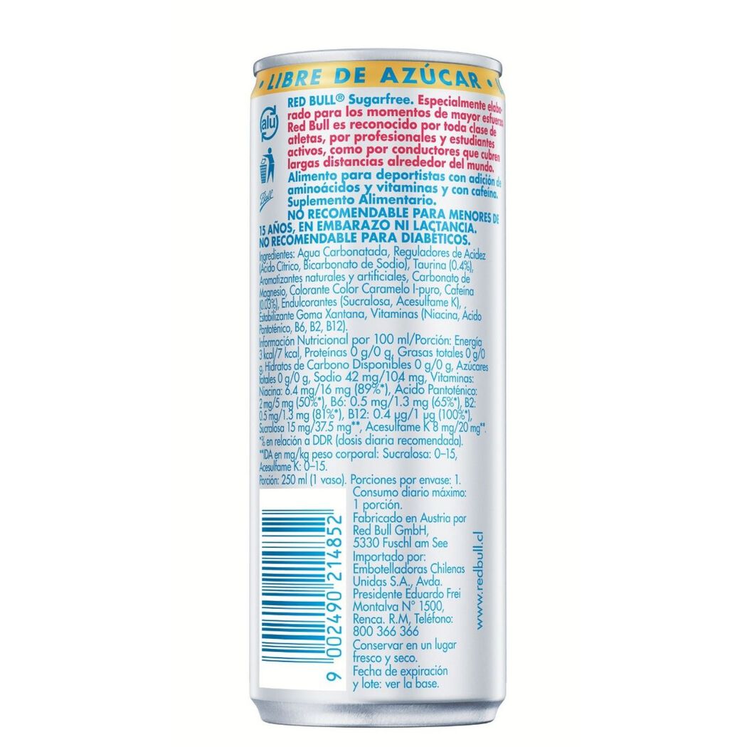 Red Bull Bebida Energética, Sin Azúcar, 250 ml, , large image number 2