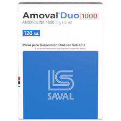 Amoval Duo 1000 mg/5ml x 120 ml Polvo para Suspensión Oral con Solvente