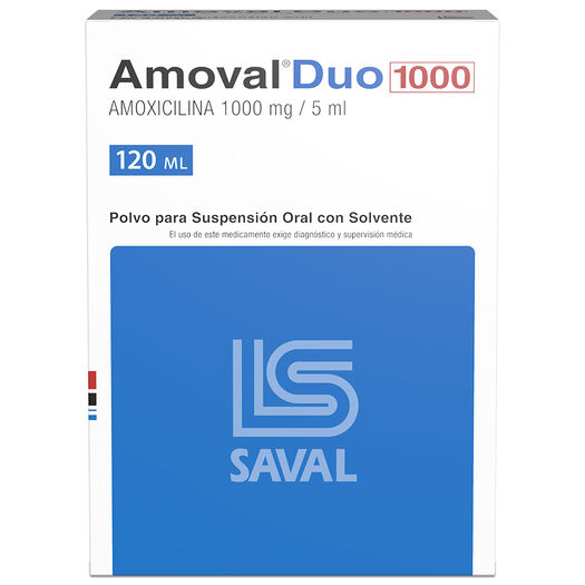 Amoval Duo 1000 mg/5ml x 120 ml Polvo para Suspensión Oral con Solvente, , large image number 0