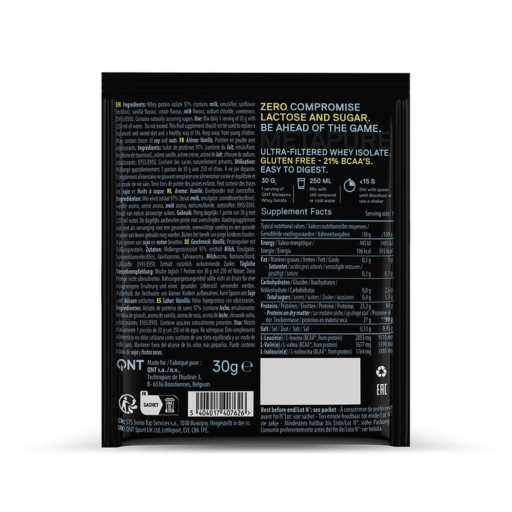 Prote&iacute;na QNT Metapure Whey Isolate Zero Vanilla 30 g, , large image number 1