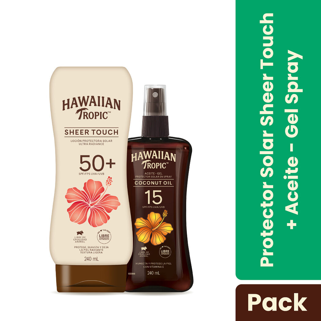 Protector Solar Hawaiian Tropic Loci&oacute;n Ultra Radiance FPS 50+ 240 mL y Aceite Bronceador SPF 15 240 mL, , large image number 2