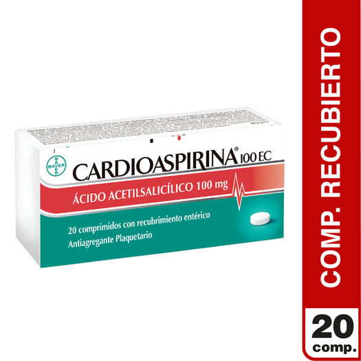 Cardioaspirina EC 100 mg x 20 Comprimidos Con Recubrimiento Entérico, , large image number 1