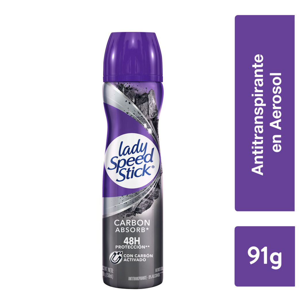 Desodorante en Spray Lady Speed Stick Carbon Absorb 91 g, , large image number 0