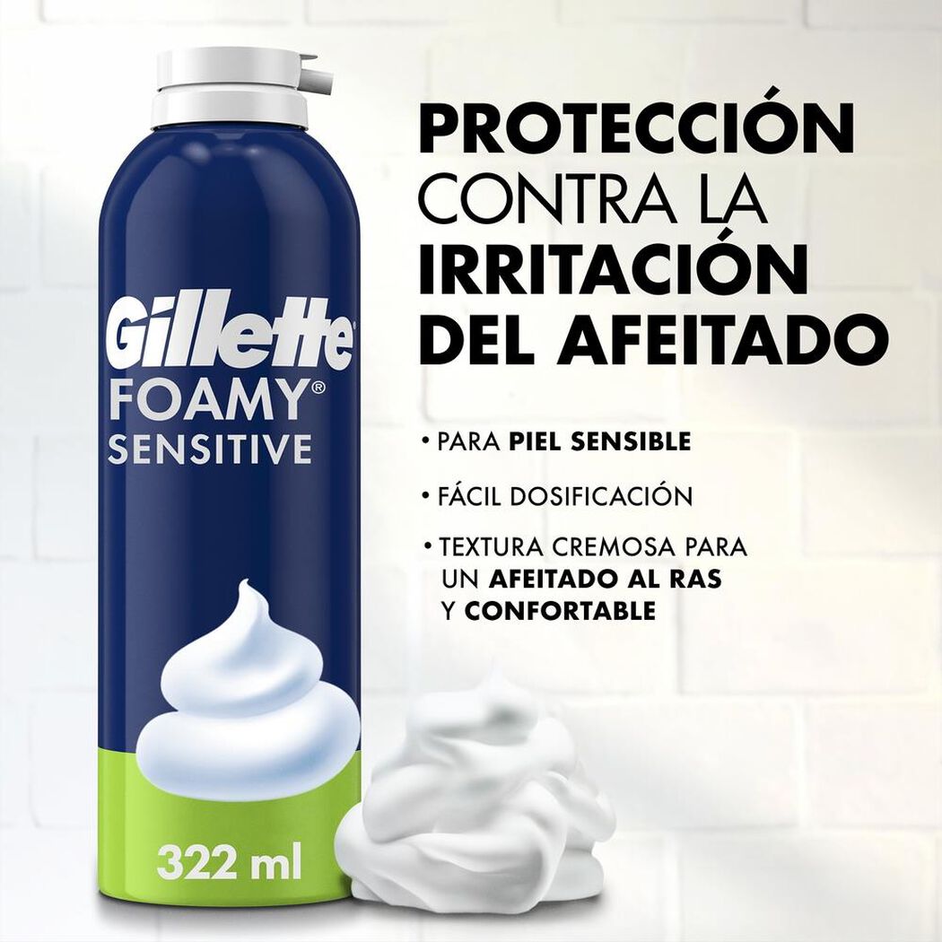 Espuma de Afeitar Gillete Piel Sensible 322 mL, , large image number 1