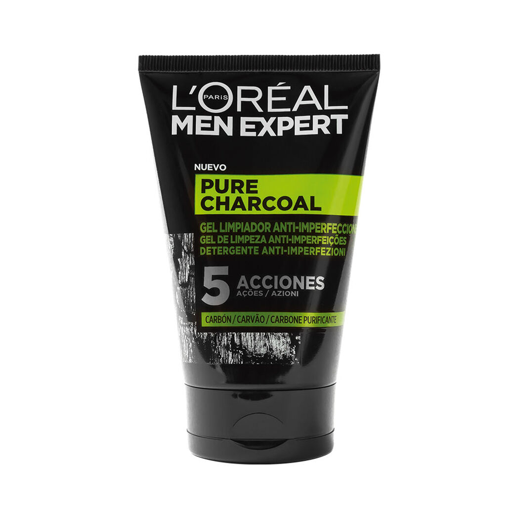 Loreal Gel Limpieza Men Expert Pure Charcoal x 100 mL, , large image number 0
