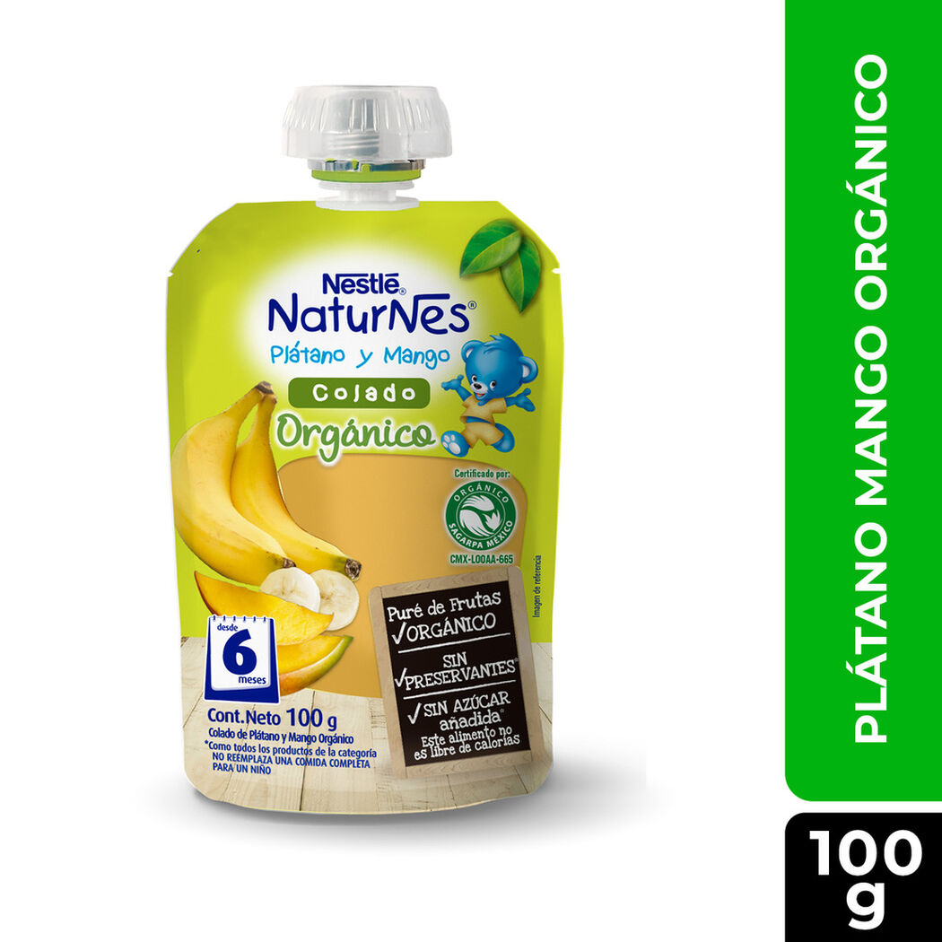 Compota Org&aacute;nica Pouch Naturnes Platano Mango 100 g, , large image number 0