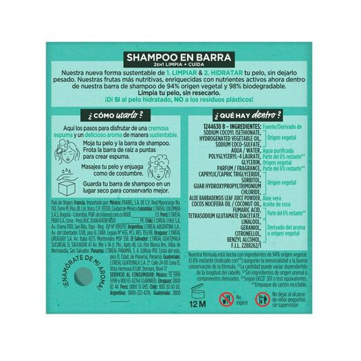 Fructis Hair Food Aloe Shampoo Barra 60gr, , large image number 2