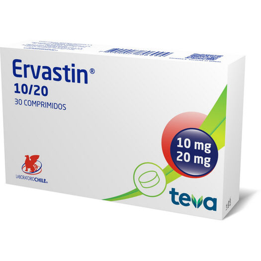 Ervastin 10 mg/20 mg x 30 Comprimidos, , large image number 0
