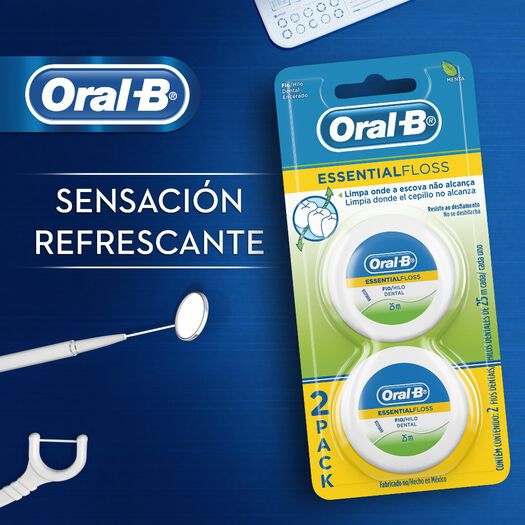 Oral-B Hilo dental sabor a menta Essential Floss, 2 unidades