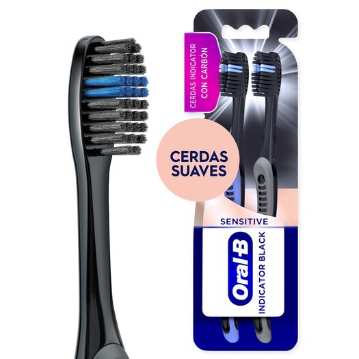Cepillo de Dientes Suave Oral-B Indicator Black Charcoal 2 Unidades, , large image number 0