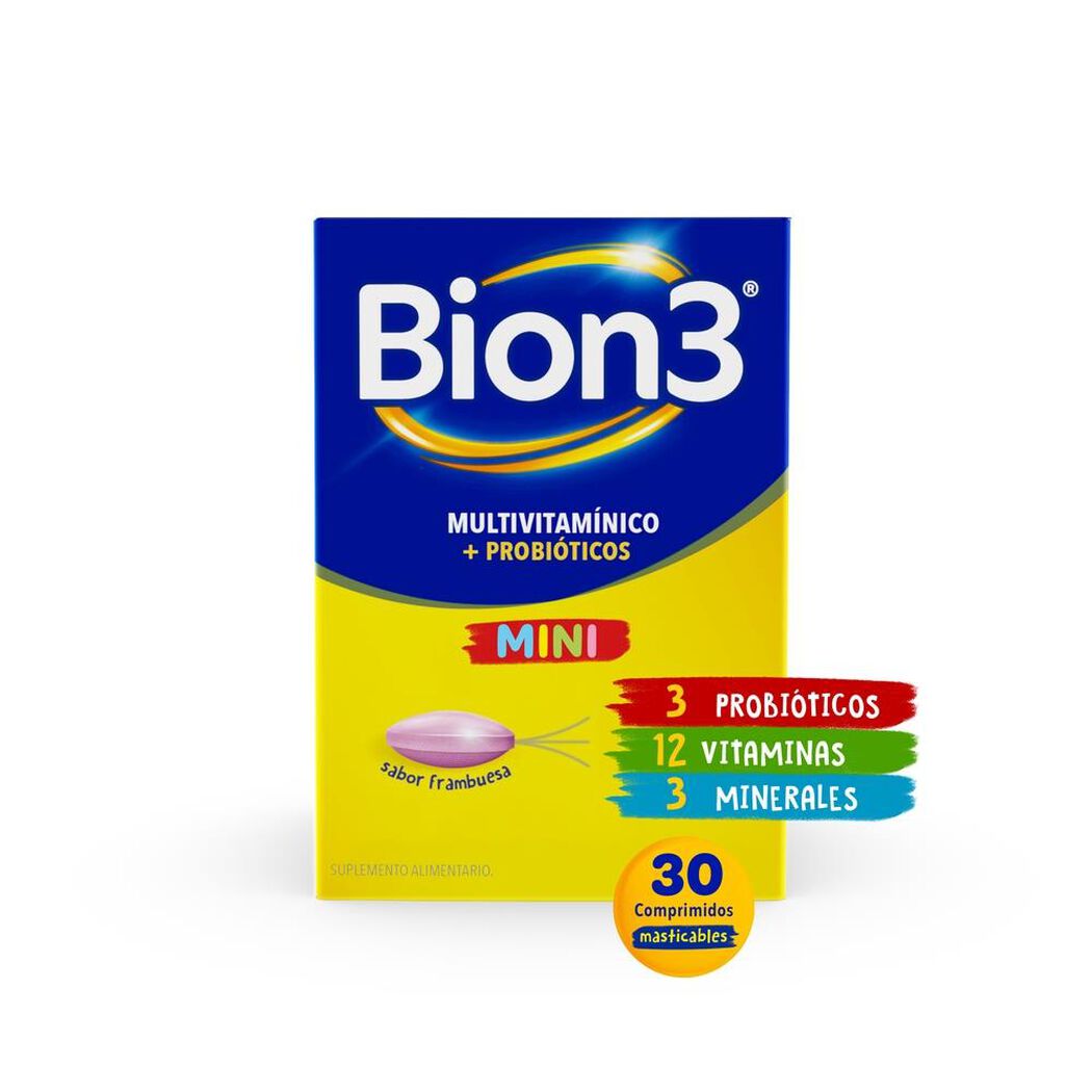 Bion3 Mini con Vitaminas, Minerales y Probióticos 30 Comprimido Masticable, , large image number 0