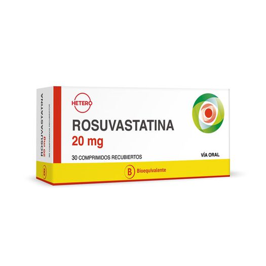 Rosuvastatina 20 mg x 30 Comprimidos Recubiertos SEVEN PHARMA CHILE SPA, , large image number 0