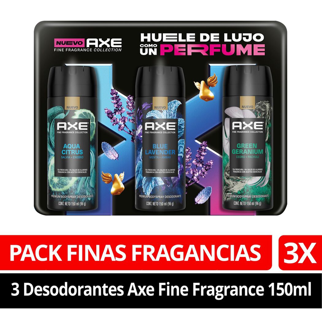 Pack 3 Axe Desodorantes Finas Fragancias 150ml, , large image number 0