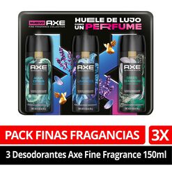 Pack 3 Axe Desodorantes Finas Fragancias 150ml,  Pack 3 Axe Desodorantes Finas Fragancias 150ml