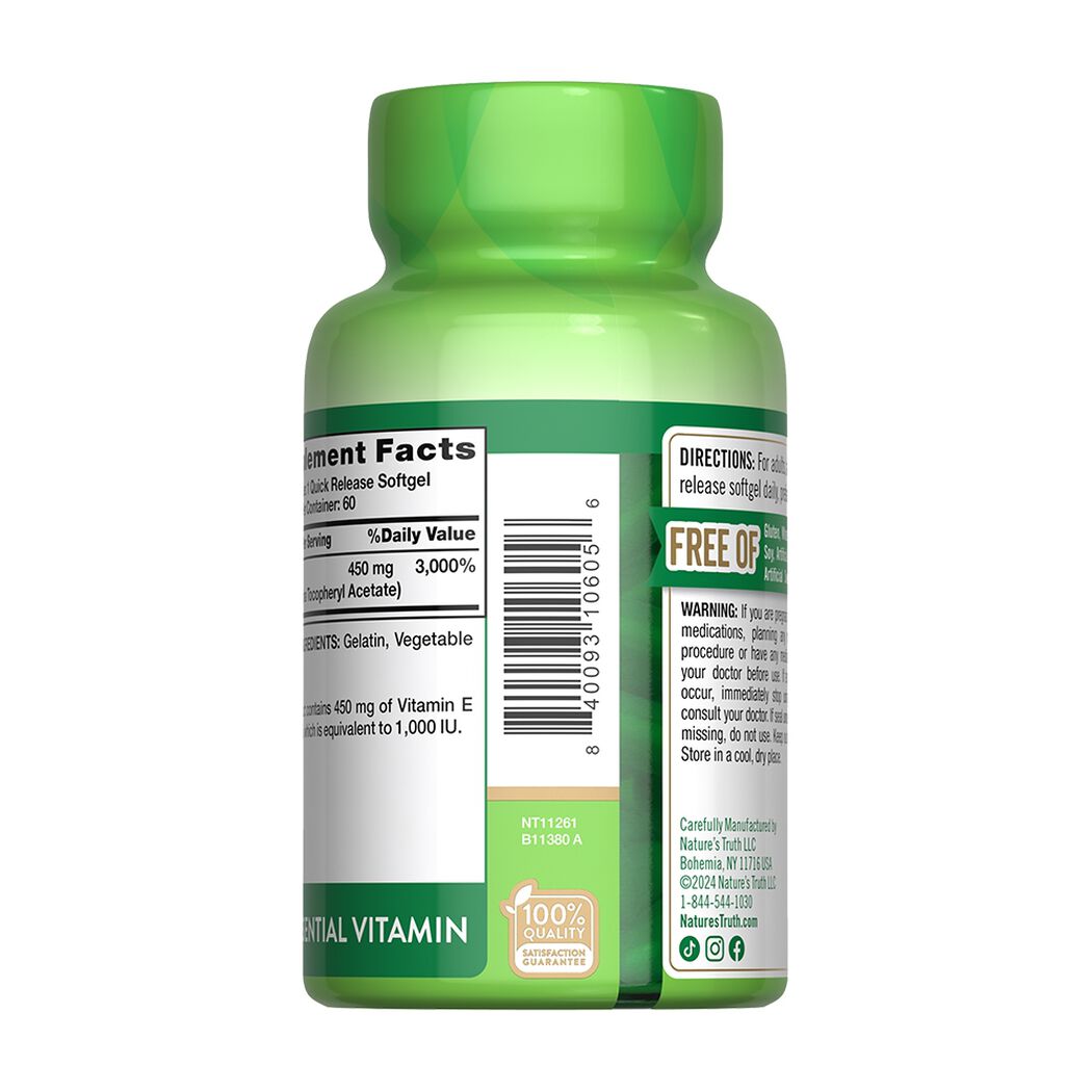 Vitamina E Nature's Truth 1000IU 450Mg 60 un, , large image number 1
