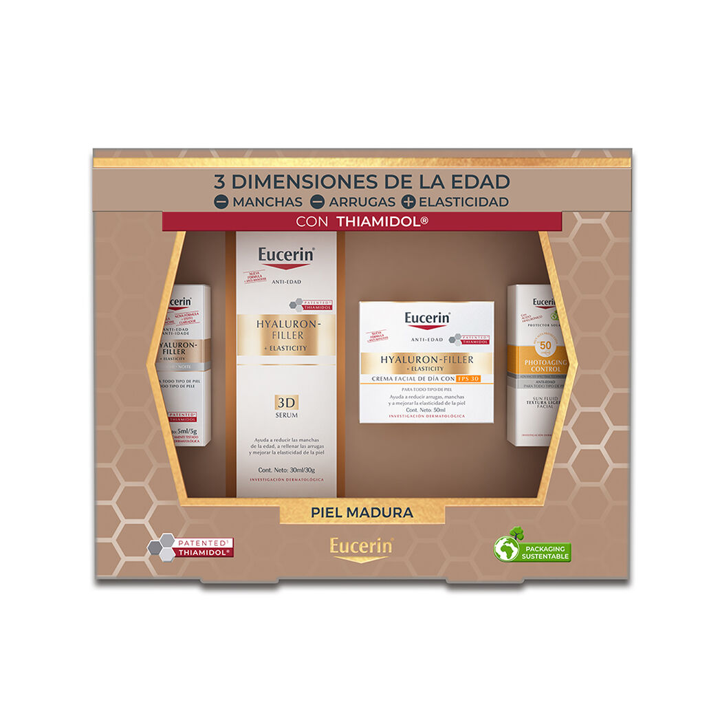 EUCERIN Pack Rutina Piel Madura Serum 3D + Crema D&iacute;a + Protector Solar, , large image number 1